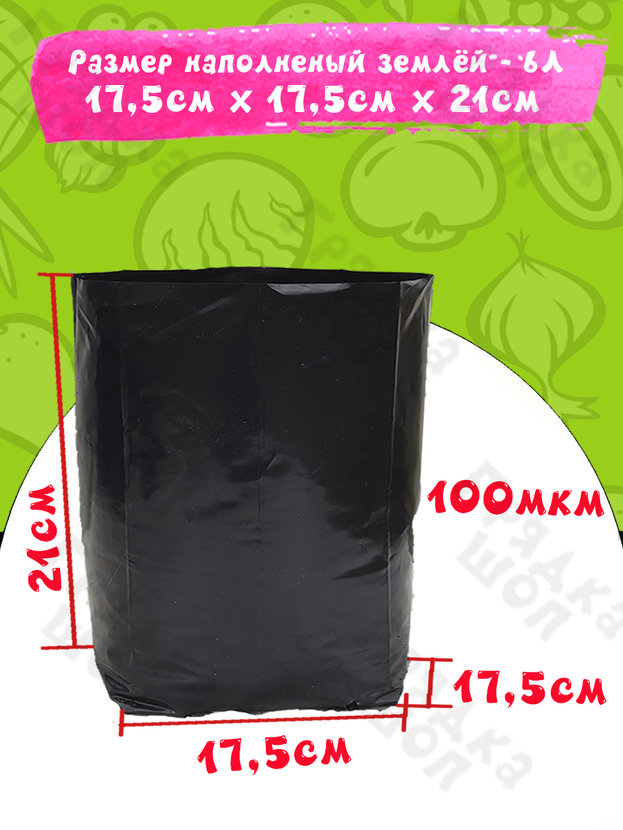 Пакет 6 л в заполненном виде — размеры на фото